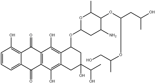 10-[[3-Amino-4-O-[3-hydroxy-1-(2-hydroxy-1-methylethoxy)butyl]-2,3,6-trideoxy-α-L-lyxo-hexopyranosyl]oxy]-7,8,9,10-tetrahydro-1,6,8,11-tetrahydroxy-8-(1-hydroxyethyl)-5,12-naphthacenedione Struktur