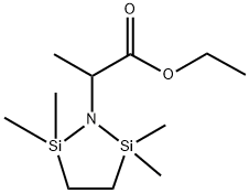 1-Aza-2,5-disilacyclopentane-1-acetic  acid,  -alpha-,2,2,5,5-pentamethyl-,  ethyl  ester Struktur