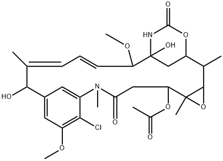 Maytansine, O3-acetyl-O3-de2-(acetylmethylamino)-1-oxopropyl-15-hydroxy-, (15S)- Struktur