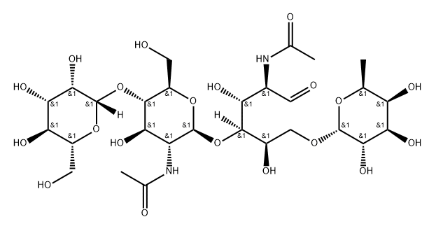 O-6-Deoxy-alpha-L-galactopyranosyl-(1-6)-O-[O-beta-D-mannopyranosyl-(1-4)-2-(acetylamino)-2-deoxy-beta-D-glucopyranosyl-(1-4)]-2-(acetylamino)-2-deoxy-D-glucose Struktur