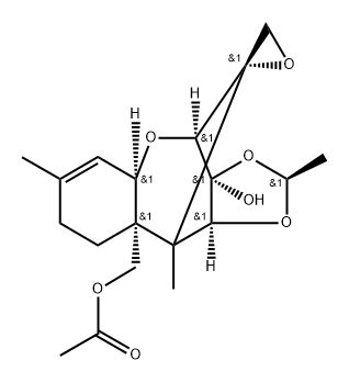 15-acetoxy-3-hydroxy-3,4-O,O-ethylidene-12,13-epoxytrichothec-9-ene Struktur