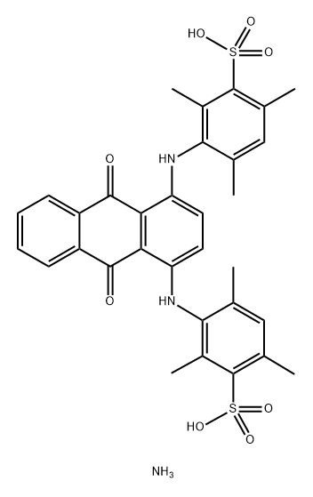 Benzenesulfonic acid, 3,3'-[(9,10-dihydro-9,10-dioxo-1,4-anthracenediyl)diimino]bis[2,4,6-trimethyl-, diammonium salt Struktur