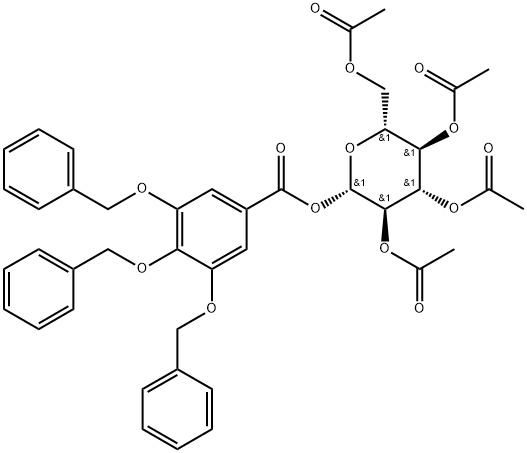 1-O-(3,4,5-Tri-O-benzyl)-galloyl β-D-glucopyranoside tetraacetate Struktur