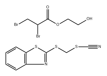 2-(Thiocyanomethylthio)benzothiazole with 2'-hydroxyethyl-2,3-dibromopropionate Struktur