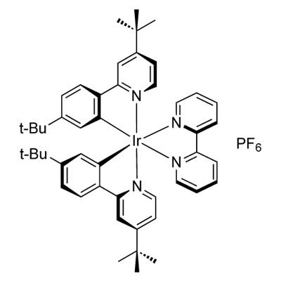 Iridium(1+), (2,2'-bipyridine-κN1,κN1')bis[5-(1,1-dimethylethyl)-2-[4-(1,1-dimethylethyl)-2-pyridinyl-κN]phenyl-κC]-, (OC-6-33)-, hexafluorophosphate(1-) (9CI) Struktur