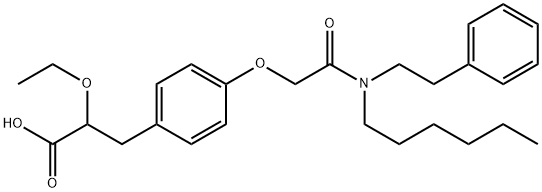 Benzenepropanoic acid, α-ethoxy-4-[2-[hexyl(2-phenylethyl)amino]-2-oxoethoxy]- Struktur