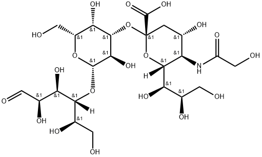 D-Glucose, O-[N-(2-hydroxyacetyl)-α-neuraminosyl]-(2→3)-O-β-D-galactopyranosyl-(1→4)- Struktur