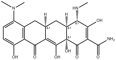 2-Naphthacenecarboxamide, 7-(dimethylamino)-1,4,4a,5,5a,6,11,12a-octahydro-3,10,12,12a-tetrahydroxy-4-(methylamino)-1,11-dioxo-, [4S-(4α,4aα,5aα,12aα)]- (9CI) Struktur