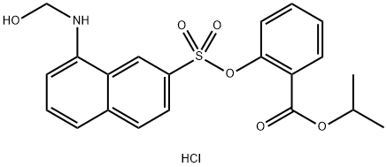 Isopropyl 8-((((hydroxymethyl)amino)-2-napthalenyl)sulfonyl)salicylate, hydrogen chloride Struktur