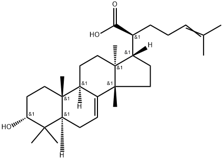 Lanosta-7,24-dien-21-oic acid, 3-hydroxy-, (3α,13α,14β,17α,20S)- Struktur