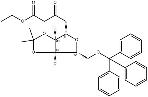 5,8-Anhydro-2,4-dideoxy-6,7-O-(1-methylethylidene)-9-O-(triphenylmethyl)-L-ribo-3-nonulosonic Acid Ethyl Ester Struktur