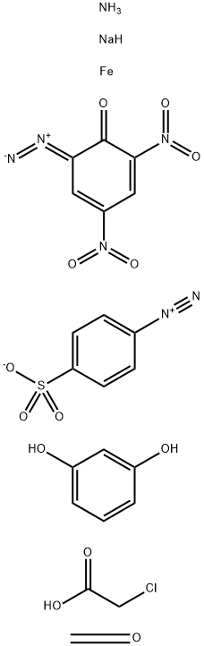 Iron, complexes with chloroacetic acid-formaldehyde-resorcinol reaction products coupled with 2-hydroxy-3,5-dinitrobenzenediazonium hydroxide inner salt and 4-sulfobenzenediazonium hydroxide inner salt, ammonium sodium salts Struktur