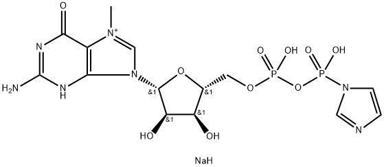 5′-Guanylic acid, 7-methyl-, monoanhydride with 1Himidazol-1-ylphosphonic acid, disodium salt Struktur