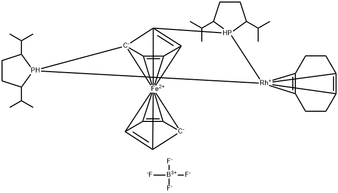 1,1'-Bis((2S,5S)-2,5-diisopropylphospholano)ferrocene(cyclooctadiene)rhodiuM(I) tetrafluoroborate, 97% Struktur