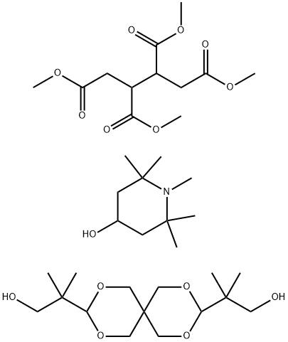 1,2,3,4-Butanetetracarboxylic acid, tetramethyl ester, reaction products with 1,2,2,6,6-pentamethyl-4-piperidinol and beta,beta,beta',beta'-tetramethyl-2,4,8,10-tetraoxaspiro[5.5]undecane-3,9-diethanol Struktur