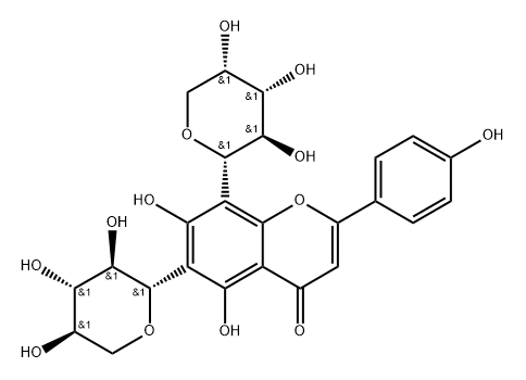 4H-1-Benzopyran-4-one, 8-α-L-arabinopyranosyl-5,7-dihydroxy-2-(4-hydroxyphenyl)-6-β-D-xylopyranosyl- Struktur