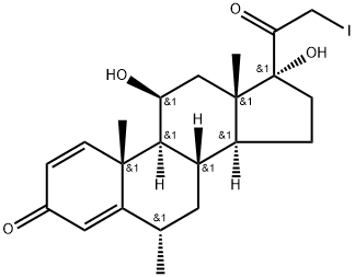 (1R,3aS,3bS,5S,9aR,9bS,10S,11aS)-1,10-dihydroxy-1-(2-iodoacetyl)-5,9a,11a-trimethyl-1H,2H,3H,3aH,3bH,4H,5H,7H,9aH,9bH,10H,11H,11aH-cyclopenta[a]phenanthren-7-one Struktur