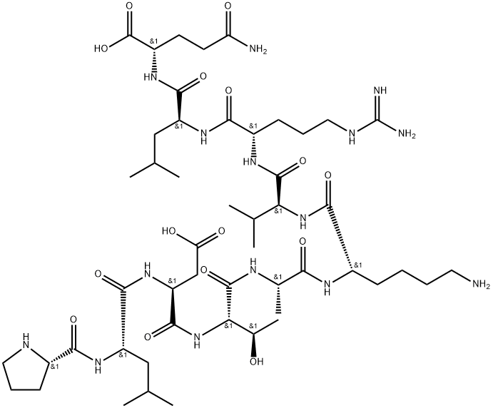 L-Glutamine, L-prolyl-L-leucyl-L-α-aspartyl-L-threonyl-L-alanyl-L-lysyl-L-valyl-L-arginyl-L-leucyl- Struktur