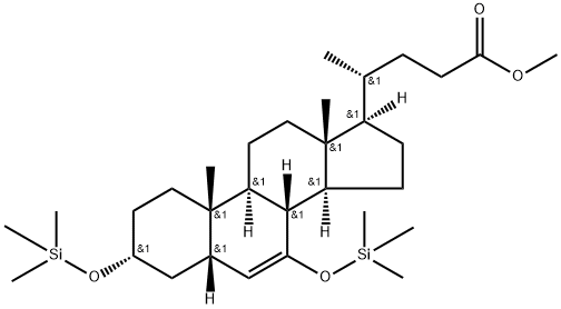 (3α,5β)-3,7-bis[(trimethylsilyl)oxy]-chol-6-en-4-oic acid methyl ester  (BTC-D1) Struktur