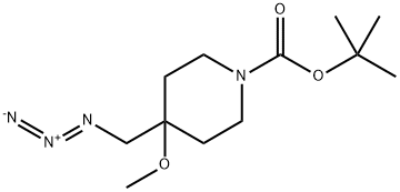 1-Piperidinecarboxylic acid, 4-(azidomethyl)-4-methoxy-, 1,1-dimethylethyl ester Struktur