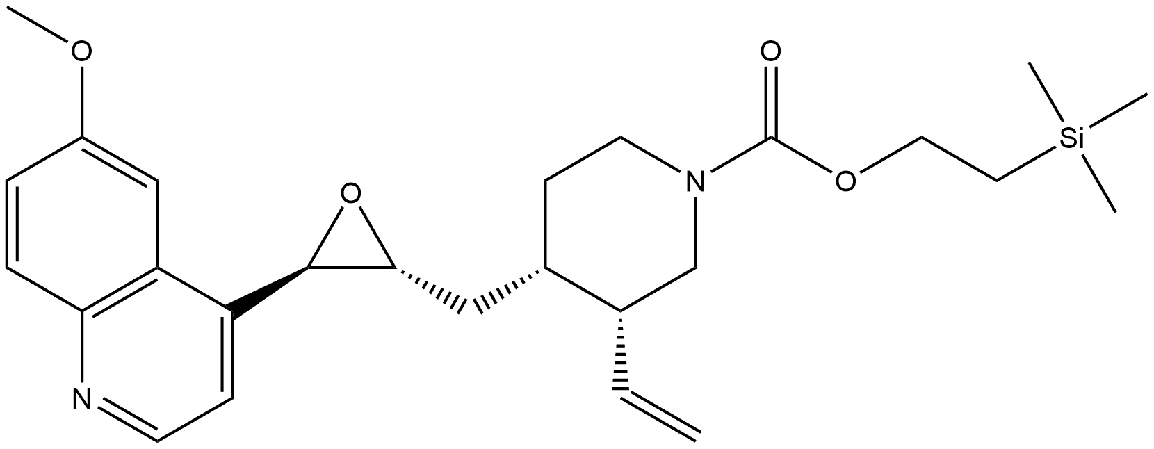 1-Piperidinecarboxylic acid, 3-ethenyl-4-[[(2R,3R)-3-(6-methoxy-4-quinolinyl)-2-oxiranyl]methyl]-, 2-(trimethylsilyl)ethyl ester, (3R,4S)-