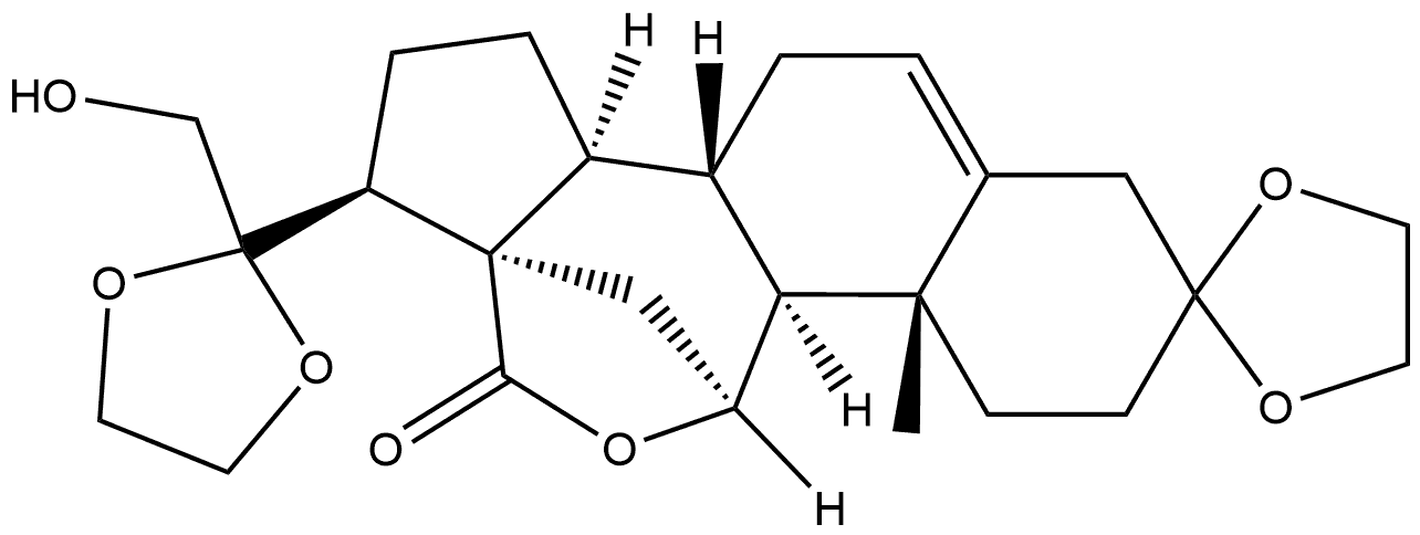 Pregn-5-en-18-oic acid, 3,3:20,20-bis[1,2-ethanediylbis(oxy)]-11,21-dihydroxy-, γ-lactone, (11β)- (9CI) Struktur