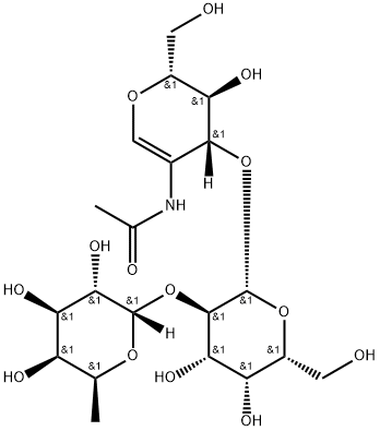 O-6-deoxy-a-L-galactopyranosyl-(1->2)-O-b-D-galactopyranosyl-(1->3)-2-(acetylamino)-1,5-anhydro-2-deoxy-D-arabino-Hex-1-enitol Struktur