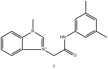 1H-Benzimidazolium, 3-[2-[(3,5-dimethylphenyl)amino]-2-oxoethyl]-1-methyl-, iodide (1:1) Struktur