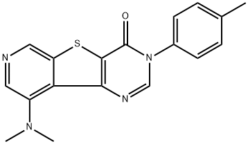 13-(dimethylamino)-5-(4-methylphenyl)-8-thia-3,5,11-triazatricyclo[7.4.0.0^{2,7}]trideca-1(13),2(7),3,9,11-pentaen-6-one Struktur