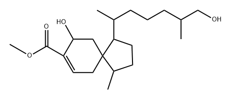 Spiro[4.5]dec-7-ene-8-carboxylic acid, 9-hydroxy-1-(6-hydroxy-1,5-dimethylhexyl)-4-methyl-, methyl ester, [1S-[1α(1R*,5S*),4β,5β(S*)]]- (9CI) Struktur