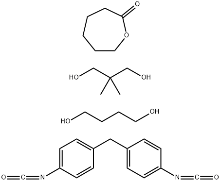 2-Oxepanone, polymer with 1,4-butanediol, 2,2-dimethyl-1,3-propanediol and 1,1'-methylenebis(4-isocyanatobenzene) Struktur