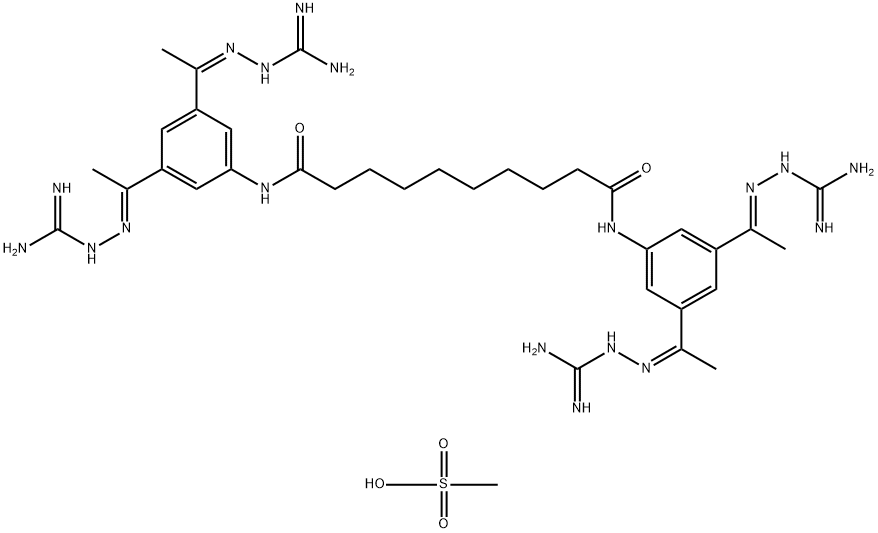 Decanediamide, N1,N10-bis[3,5-bis[1-[2-(aminoiminomethyl)hydrazinylidene]ethyl]phenyl]-, methanesulfonate (1:) Struktur