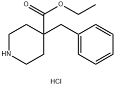 4-Piperidinecarboxylic acid, 4-(phenylmethyl)-, ethyl ester, hydrochloride (1:1) Struktur