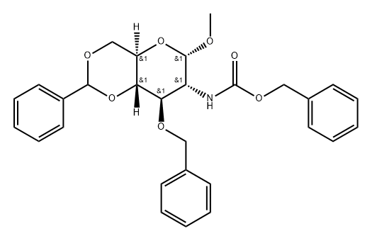 Methyl2-deoxy-2-[[(phenylmethoxy)carbonyl]amino]-3-O-(phenylmethyl)-4,6-O-(phenylmethylene)-α-D-glucopyranoside Struktur