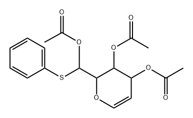 D-lyxo-Hex-5-enose, 2,6-anhydro-5-deoxy-, S-phenyl monothiohemiacetal, triacetate, (S)- Struktur