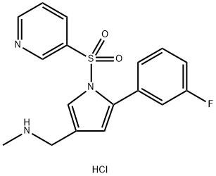 1H-Pyrrole-3-methanamine, 5-(3-fluorophenyl)-N-methyl-1-(3-pyridinylsulfonyl)-, hydrochloride (1:1) Struktur