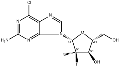 9H-Purin-2-amine, 6-chloro-9-[(2R)-2-deoxy-2-fluoro-2-methyl-β-D-erythro-pentofuranosyl]- Struktur