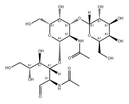 O-2-Acetamido-2-deoxy-alpha-D-galactosyl-(1 - 3)-O-beta-D-galactosyl-(1 - 3)-2-acetamido-2-deoxy-D-glucose Struktur