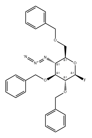 4-azido-2,3,6-tri-O-benzyl-4-deoxy-β-D-glucopyranosyl fluoride Struktur