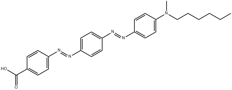 4-[[4-[[4-[hexyl(methyl)amino]phenyl]diazenyl]phenyl]diazenyl]benzoicacid Struktur