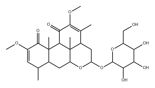 16α-(β-D-Glucopyranosyloxy)-2,12-dimethoxypicrasa-2,12-diene-1,11-dione Struktur