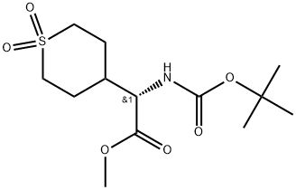 methyl(S)-2-((tert-butoxycarbonyl)amino)-2-(1,1-dioxidotetrahydro-2H-thiopyran-4-yl)acetate Struktur