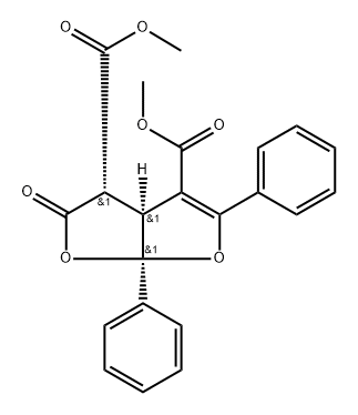 Furo2,3-bfuran-3,4-dicarboxylic acid, 2,3,3a,6a-tetrahydro-2-oxo-5,6a-diphenyl-, dimethyl ester, (3.alpha.,3a.alpha.,6a.alpha.)- Struktur