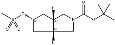 Cyclopenta[c]pyrrole-2(1H)-carboxylic acid, hexahydro-5-[(methylsulfonyl)oxy]-, 1,1-dimethylethyl ester, (3aα,5β,6aα)- Struktur