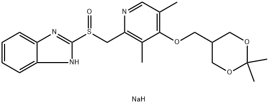 1H-BenziMidazole, 2-[[[4-[(2,2-diMethyl-1,3-dioxan-5-yl)Methoxy]-3,5-diMethyl-2-pyridinyl]Methyl]sulfinyl]-, sodiuM salt (1:1), (+)- Struktur