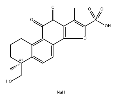 Phenanthro[1,2-b]furan-2-sulfonic acid, 6,7,8,9,10,11-hexahydro-6-(hydroxymethyl)-1,6-dimethyl-10,11-dioxo-, sodium salt (1:1), (6S)- Struktur