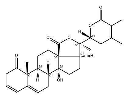 (22R)-14,20,22-Trihydroxy-1-oxoergosta-3,5,24-triene-18,26-dioic acid 18,20:26,22-dilactone Struktur