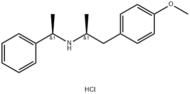 Benzeneethanamine, 4-methoxy-α-methyl-N-[(1R)-1-phenylethyl]-, hydrochloride (1:1), (αS)- Struktur