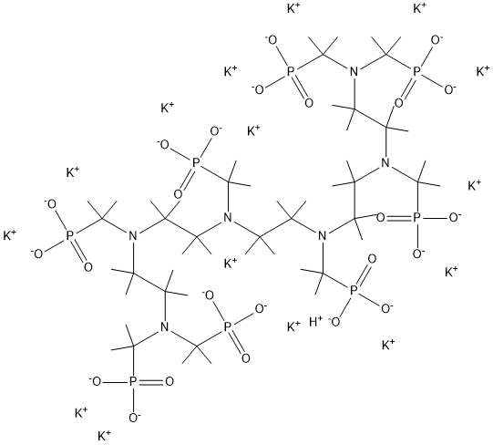 pentadecapotassium hydrogen [ethane-1,2-diylbis[[(phosphonatomethyl)imino]ethane-2,1-diyl[(phosphonatomethyl)imino]ethane-2,1-diylnitrilobis(methylene)]]tetrakisphosphonate Struktur