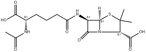 4-Thia-1-azabicyclo[3.2.0]heptane-2-carboxylic acid, 6-[[5-(acetylamino)-5-carboxy-1-oxopentyl]amino]-3,3-dimethyl-7-oxo-, [2S-[2α,5α,6β(R*)]]- (9CI) Struktur